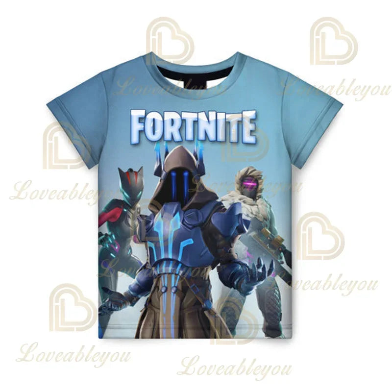 New Fortnite Summer T Shirt Boys Cartoon Cute Tee Short Sleeve Shirt Men Women Children Tshirts Teenager Tee Streetwear Tops