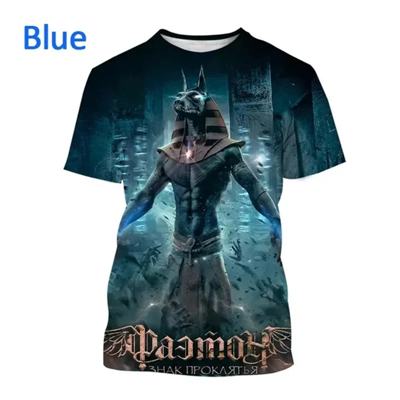 Grim Reaper Anubis T-shirts 3D-tryckt forntida egyptisk gud T-shirt Egyptens öga Farao Mode Harajuku kortärmad T-shirt