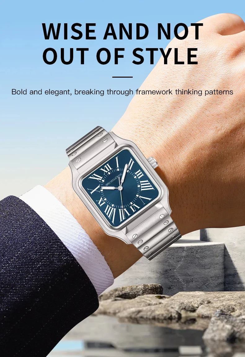2025 New 34MM Specht & Söhne Quartz Watch Japan VH31 Movement Sapphire Blue Color Ultrathin Stainless Steel Men's Watch