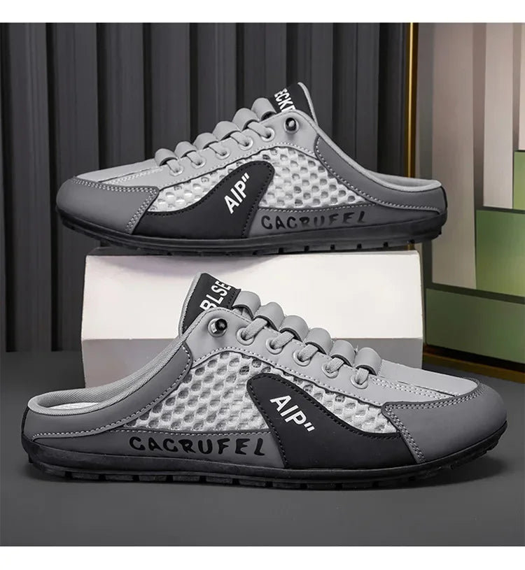 Slip-On-Sportschuhe für Herren mit Schnürung, atmungsaktivem Mesh, unisex, für Frühling und Herbst, niedrig geschnitten, flach, schnell und einfach anzuziehen
