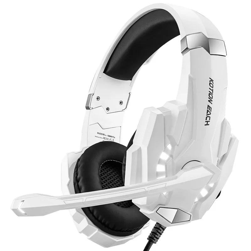 Casque de jeu G9000, casque filaire supra-auriculaire, audio 3,5 mm, USB, lumière LED avec microphone, son stéréo pour PC, PS5, jeux vidéo