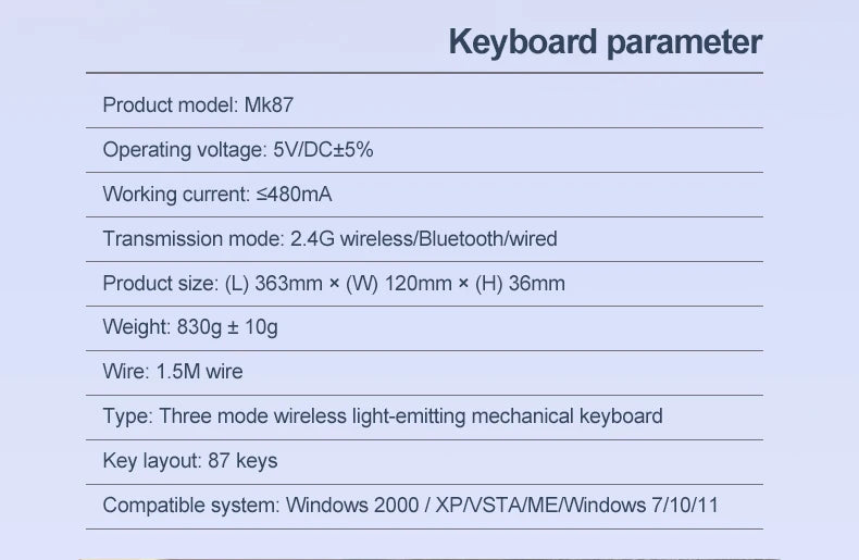 SMAILWOLF MK87 Bluetooth kabellose mechanische Tastatur, E-Sports-Gaming, Full-Key-Hot-Plug, Custom-Tastatur