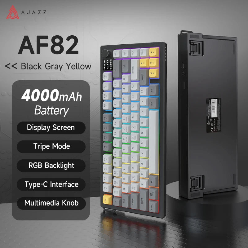 Tastiera AJAZZ AF82 Office a basso profilo RGB cablata/wireless gaming, layout 75% 82 tasti, batteria 4000mAh per Win/Mac