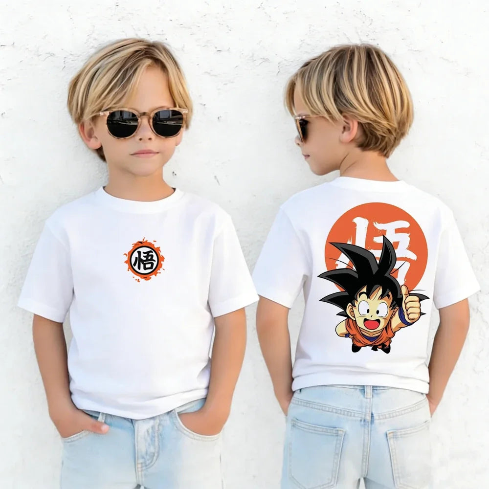 Anime Dragon Ball Cosplay T-Shirt Cotton Short Sleeve Tops Casual Loose Retro T-Shirt Men Women Family Matching Summer Outfits