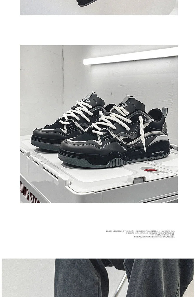 Zapatillas casual de malla para hombre, cómodas zapatillas de running masculinas con cordones, zapatos de skate con plataforma para hombre, zapatillas deportivas para estudiantes