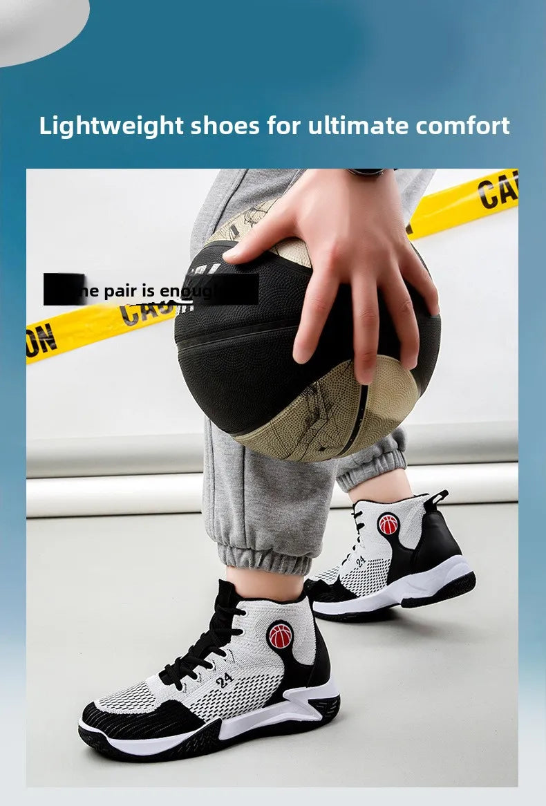 Large Size High-Top Sports Shoes Men's Casual Breathable Comfortable Thick-Soled Basketball and Running Shoes