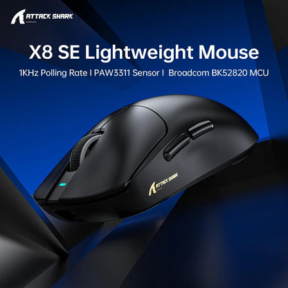 ATTACK SHARK X8 SE 55g Superlight Wireless Gaming Mouse, BK52820 Tri-Mode Mouse, 25000DPI, 500mAh Battery, 5 Programmable Buttons