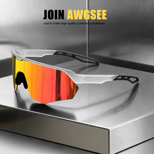 Half frame polarized bicycle sunglasses - windproof, lightweight, unisex, suitable for skiing, running, and outdoor activities