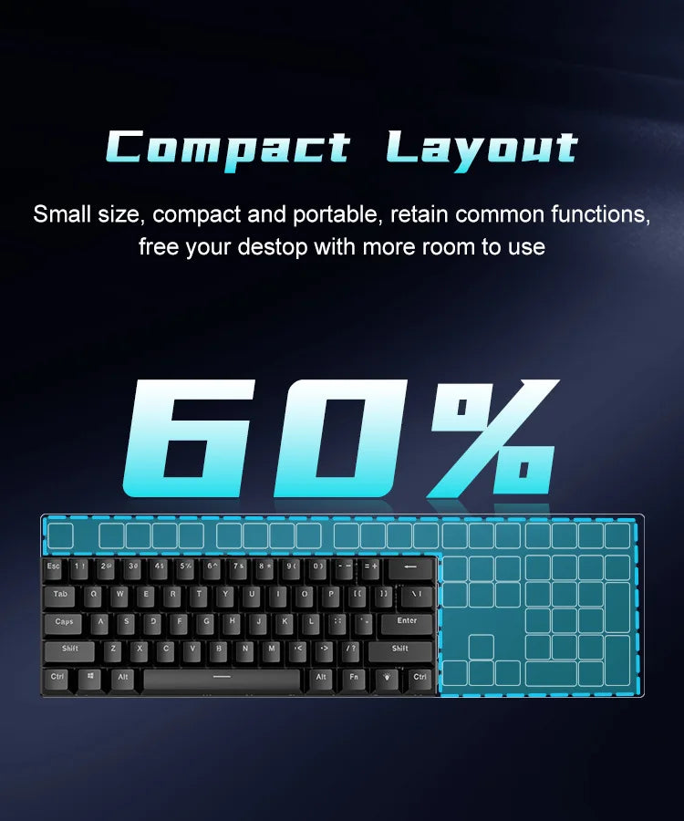 Mechanische 60%-Gaming-Tastatur, Gamer-Keyboard, mechanische Tastaturen für PC, Laptop und Büro, Mini-Keyboard, Klavye, Tasten, weiß