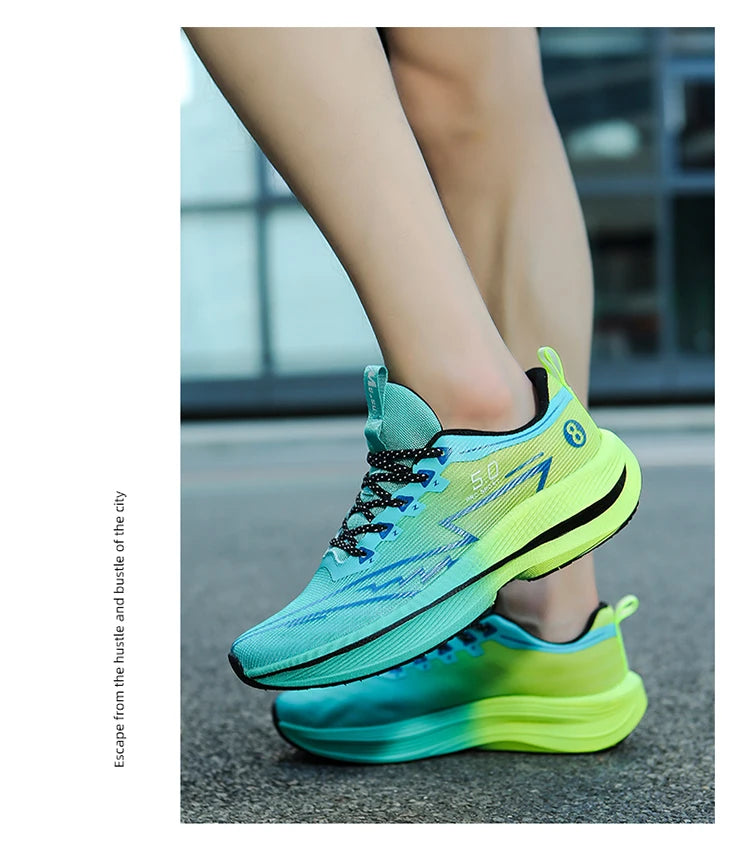 Brand Men's Carbon Plate Running Shoes Soft Cushion Shock Absorbing Sports Shoes Unisex Sneakers Light Anti-Slip Training Shoes