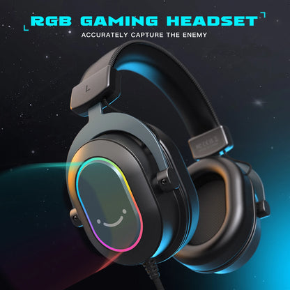 Auscultadores Gaming RGB Dinâmicos Fifine com Microfone Over-Ear, Som Surround 7.1, PC, PS4, PS5, 3 Opções de EQ para Jogo, Filme e Música - H6