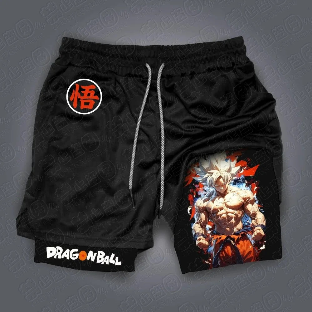 Dragon Ball Anime GOKU Peripheral Printed Double Layer Shorts 2026 Latest Spring and Summer Sports Men's Loose Breathable Pants
