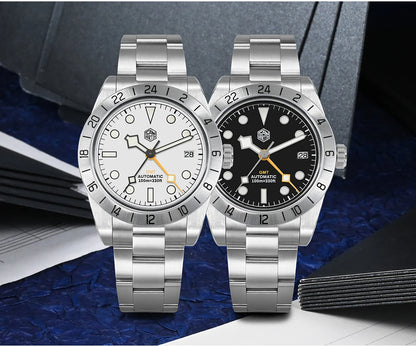 San Martin Neue 39mm NH34 BB GMT Automatikuhr, mechanische Sportuhr, Saphirglas, Leuchtanzeige, wasserdicht bis 100m, für Herren, Relogio SN0054