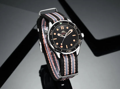 Automatic Mens Watch Mechanical Self Wind Movement Net Stainless Steel Nylon Strap Luxury Fashion Watches
