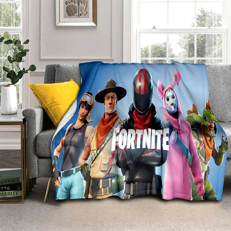 3D-F-Fortnites-Cartoon-Game-Flanelldecke, weiche warme Kuscheldecke für Schlafzimmer, Wohnzimmer, Bett, Reisen, Camping, Picknick, Geschenk