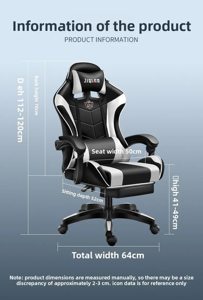 Cadeira gaming confortável, ergonómica e reclinável, com massagem e rotação, ideal para uso sedentário