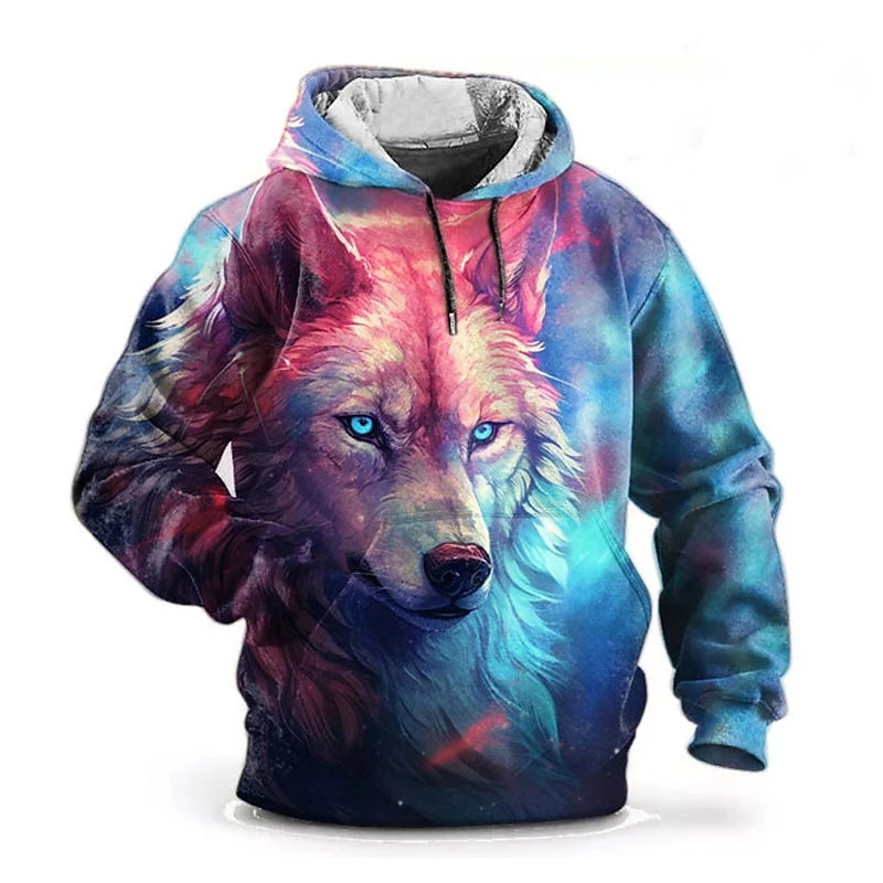 Felpe con cappuccio 3D Print Animal Wolf da uomo e donna, moda autunnale streetwear oversize, pullover Y2K unisex