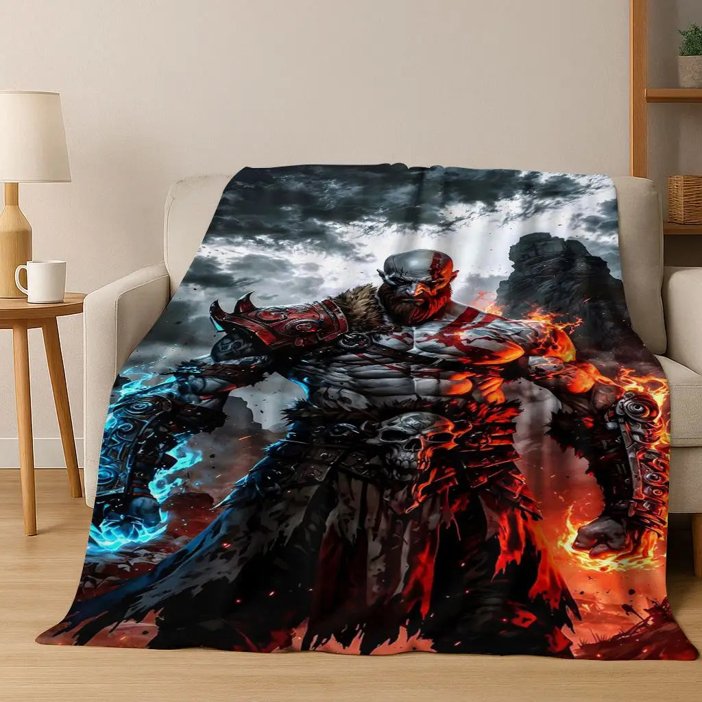 3A Classics God of War Kratos Game Gamer Flannel Blanket,Warm and Cozy Soft Throw Blanket for Home Bedroom Bed Sofa Kid Gift