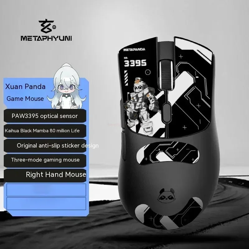 Bezdrôtová myš Metaphyuni Metapanda P1 Pro Max Paw3395L s nízkou latenciou, ľahká e-športová herná myš, ergonomická myš pre PC hráčov, darček
