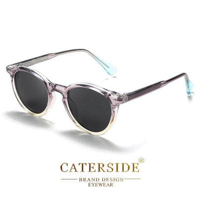 CATERSIDE Round Polarized Sunglasses Men Propionic High Quality Sun Glasses Women Punk Outdoor Driving Fishing Eyewear UV400