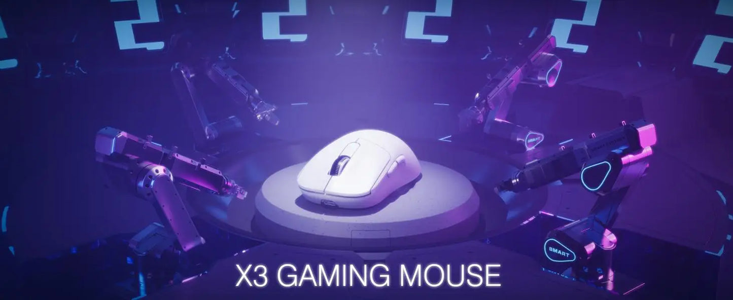 Rato Gaming Sem Fios Leve ATTACK SHARK X3, 49g, Tri-Mode, Sensor PAW3395 de 26K DPI, Autonomia de 200h, 5 Botões Programáveis