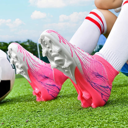 Nouvelles chaussures de football pour hommes, très vendues, chaussures de football à tige haute, crampons de futsal pour terrain en herbe, baskets d'intérieur de haute qualité, antidérapantes pour l'extérieur.