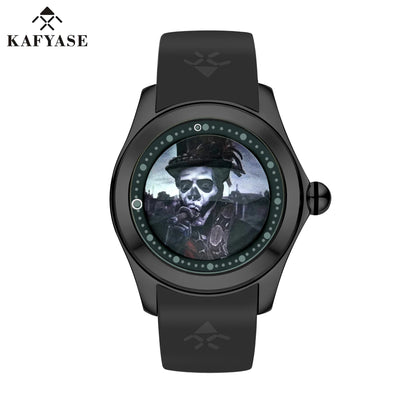 KAFYASE Fashion Earth Bubble Rubber Automatic Watches Luxury Men 46mm Mechanical Wristwatches Art Eye Ball Dial Classic Watch