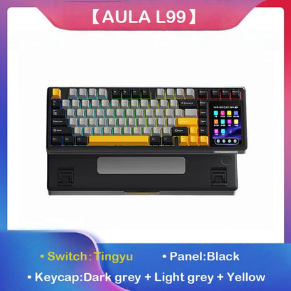 AULA L99 intelligente mechanische Tastatur mit Display, Bluetooth, kabellos, Tri-Mode, Nacht-Gaming-Laptop-Tastatur, 8000mAh, Raindrop Switch