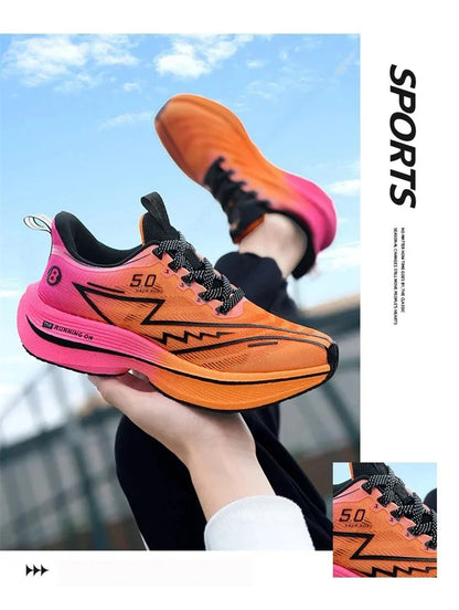 Brand Men's Carbon Plate Running Shoes, Soft Cushion, Shock Absorbing Sports Shoes, Unisex Sneakers, Light Anti-Slip Training Shoes