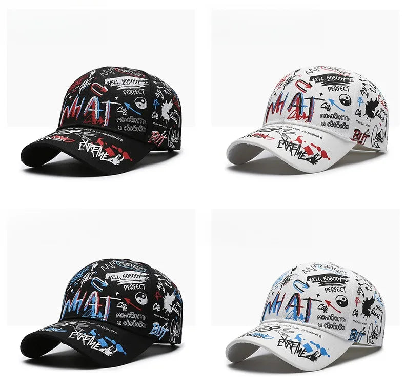 Nova moderna pamučna bejzbolska kapa s grafitima za žene i muškarce, uniseks tiskana snapback kapa, hip-hop trendi kapa za van, za muškarce i žene