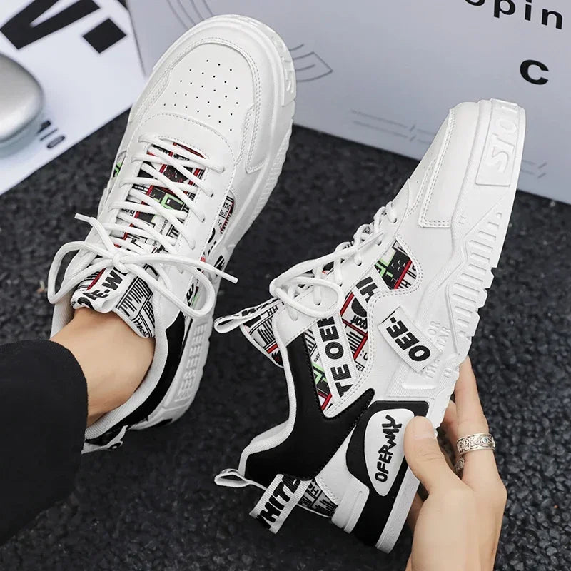 Nuove scarpe da uomo stile skateboard, sneaker estive in pelle casual fashion outdoor per running, sport, trekking e tennis, platform di lusso firmate