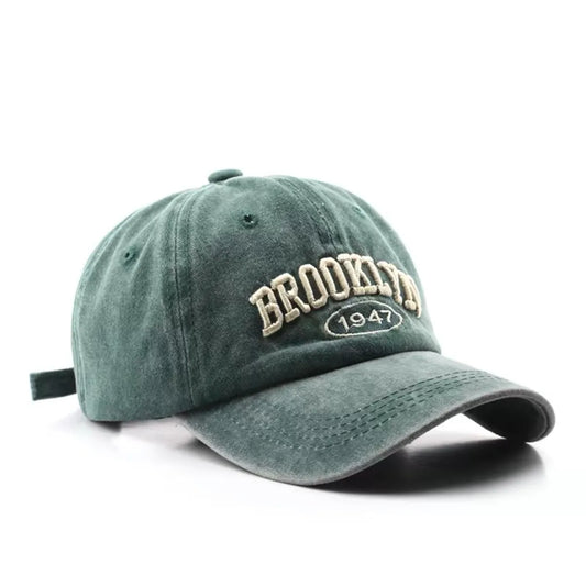 Male vintage letter embroidered duckbill cap for outdoor travel, female sun protection and shading, couple baseball cap