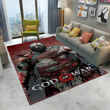 3D God of War Games Carpet Home Living Room Bedroom Sofa Doormat Decor Kids Play Area Rug Non-slip Mechanical Washable Floor Mat