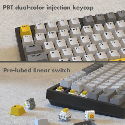 Tastiera meccanica cablata AJAZZ AK820 75%: hot‑swappable, retroilluminazione RGB/bianca/azzurro ghiaccio, controllo con manopola del volume | Per ufficio e gaming