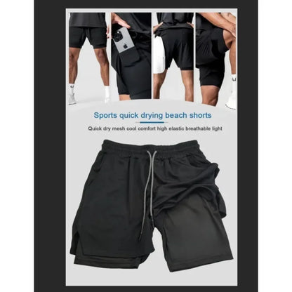 2025 Dragon Ball Animation Peripheral Double-layer Shorts American Men's Trend Fashion Breathable Loose Sports Pants