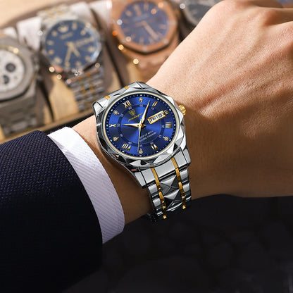 Relógio de homem POEDAGAR Business Luxury, estanque, em aço inoxidável, luminoso, com data e dia da semana, estilo desportivo, de quartzo.