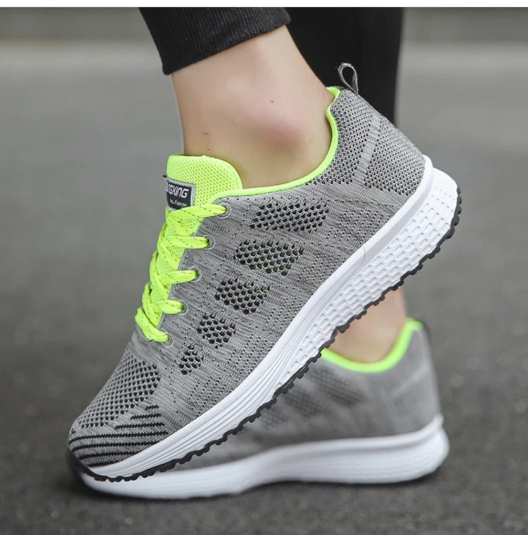 Women's Sneakers 2025 New Fashion Breathable Trainers, Comfortable Sneakers Mesh Fabric Lace-Up, Women's Tennis Shoes
