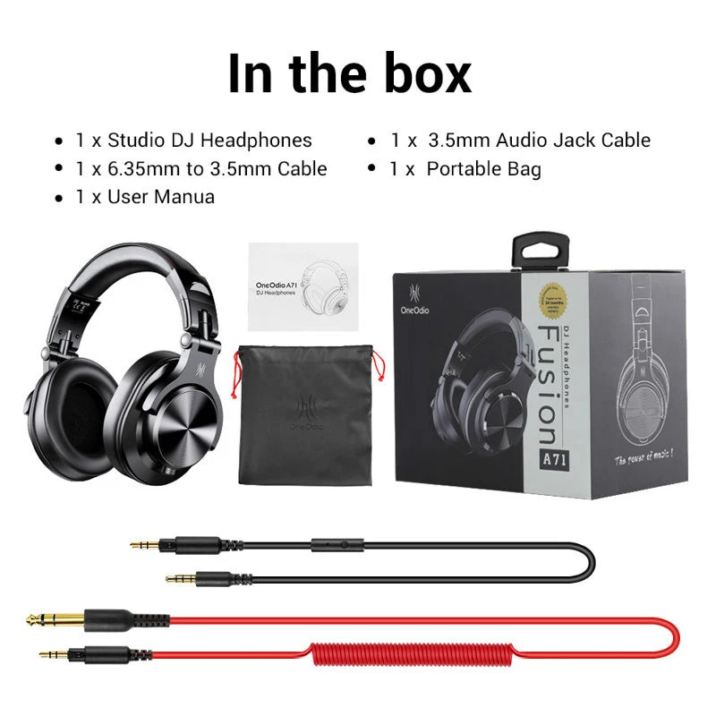 OneOdio A71 kabelgebundene Over-Ear-HiFi-Studio-DJ-Kopfhörer mit Mikrofon – professionelles Monitoring-Gaming-Headset mit tiefem Bass