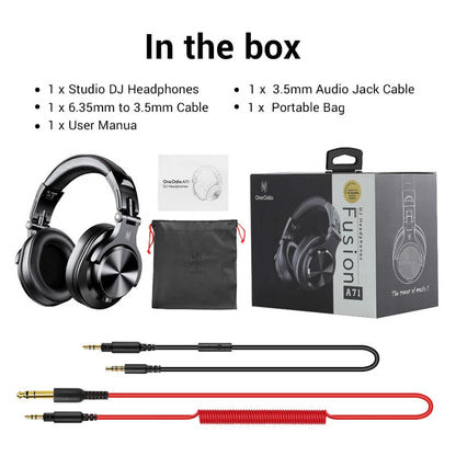 OneOdio A71 kabelgebundene Over-Ear-HiFi-Studio-DJ-Kopfhörer mit Mikrofon – professionelles Monitoring-Gaming-Headset mit tiefem Bass