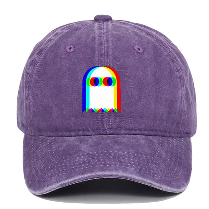 Colorful ghost print baseball cap suitable for daily dressing up and Halloween parties, adjustable outdoor sun protection hat
