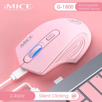 Silent Rechargeable 1600 DPI Adjustable 2.4GHz Wireless Connection Mouse Quiet Click For Office Use Compatible With PC Laptop