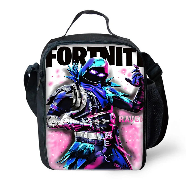 Børnerygsæk med populært spildesign, madtaske og penalhus, skoletaske med stor kapacitet til drenge og piger, perfekt gave F-FortniteS