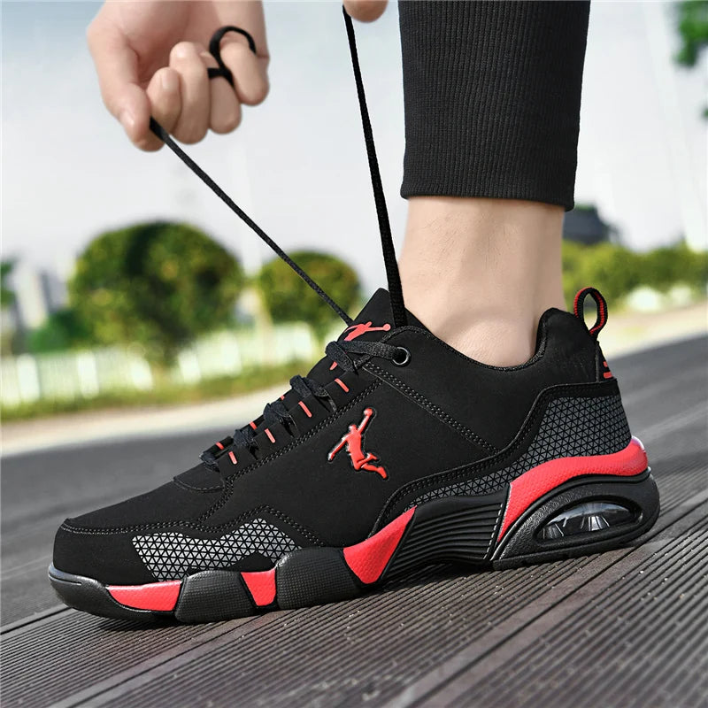 Chaussures de sport pour hommes, confortables, en cuir, pour le sport de plein air, nouvelles chaussures de tennis, classiques, noires, décontractées, légères, pour la marche