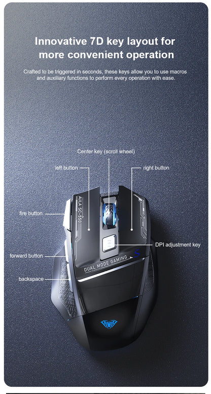 Ratón gaming AULA SC550 2.4G inalámbrico con macro, retroiluminación RGB, diseño ergonómico, ratón e-sports, accesorios para PC