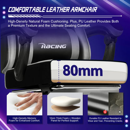 AUTHMIC Ergonomic Gaming Chair with 170° Reclining Backrest, Footrest, Adjustable Armrests, Breathable Fabric, Premium Gamer Chair