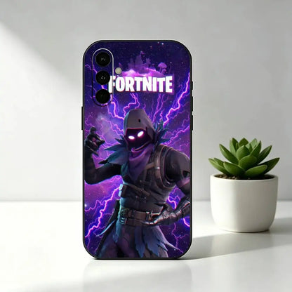Custodia per telefono R-Royales F-Fortnites Gaming in silicone morbido nero per Samsung Galaxy A73, A72, A71, A70, A53, A52, A51