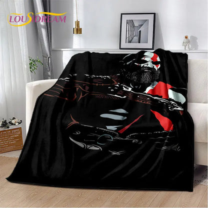 God of War Game Gamers Kratos Soft Plush Blanket,Flannel Blanket Throw Blanket for Living Room Bedroom Bed Sofa Picnic Cover Kid
