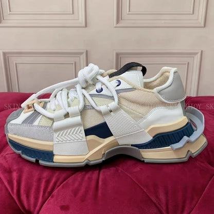 2026 Fashion Women Sneakers Size 35-46 High Quality Platform Sneakers Men Casual Shoes Sports Running Shoes Lace-Up Patchwork