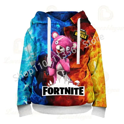 Sudaderas con capucha Llama Battle Royale F-Fortnited con estampado 3D para hombre, mujer y niños, sudaderas para niño y niña, pulóver streetwear verde