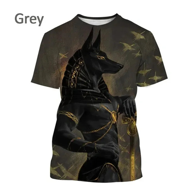 Grim Reaper Anubis T-shirts 3D-tryckt forntida egyptisk gud T-shirt Egyptens öga Farao Mode Harajuku kortärmad T-shirt